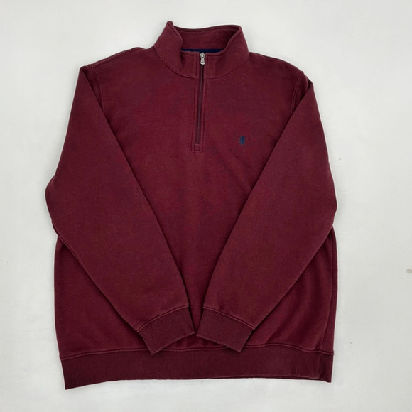 IZOD Mens XL 1/4 Zip Pullover Sweater Maroon Advantage Performance Stretch Logo - Picture 1 of 10